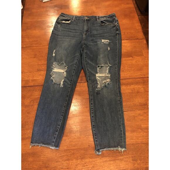 Judy Blue Denim - Judy Blue Distressed Skinny Jeans Womens 18Wx26 Stretch Dark Wash JB8864 Slim